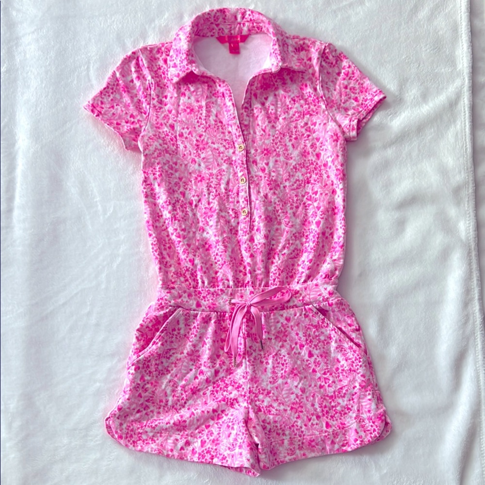 Lilly Pulitzer Pink Textured One Piece with Collared Design size XXS - Picture 3 of 11